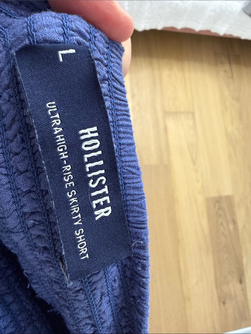 Hollister Navy Blue Textured High-Rise Skort Shorts